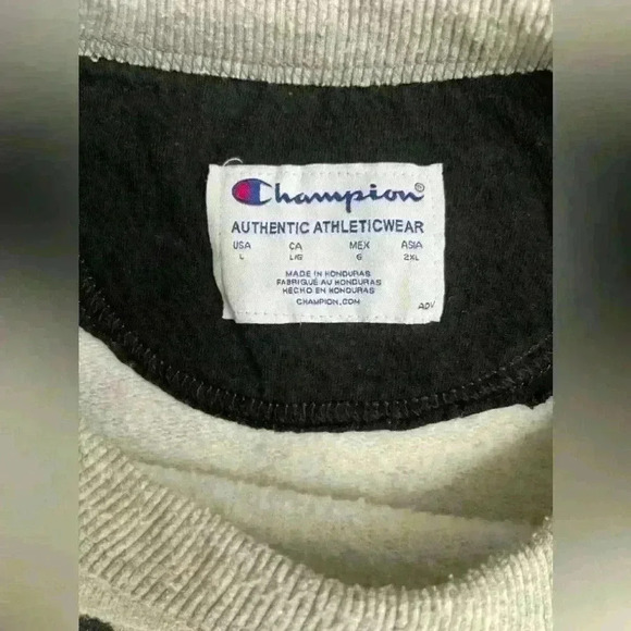 Champion Mens Crewneck Long Sleeve Sweatshirt Gray Classic Front Script Large - Picture 4 of 9